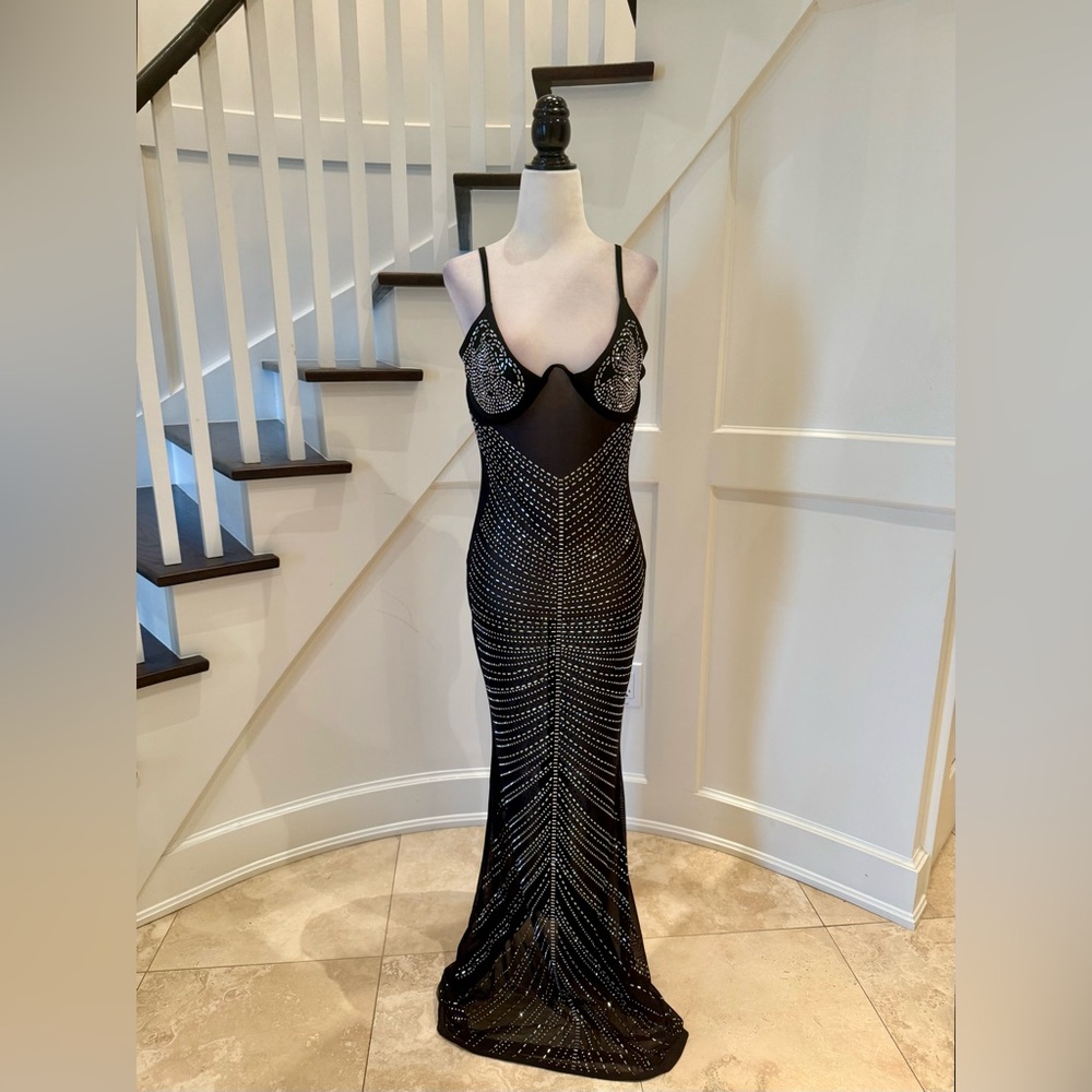 Sheer Beaded Maxi Dress Size Large
